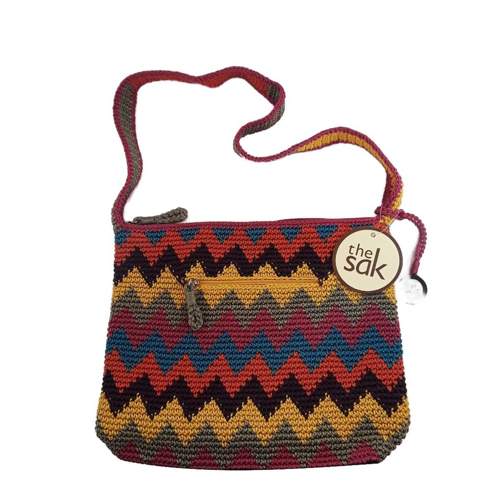 Brand New The Sak Rainbow Chevron Knit Crossbody Handbag